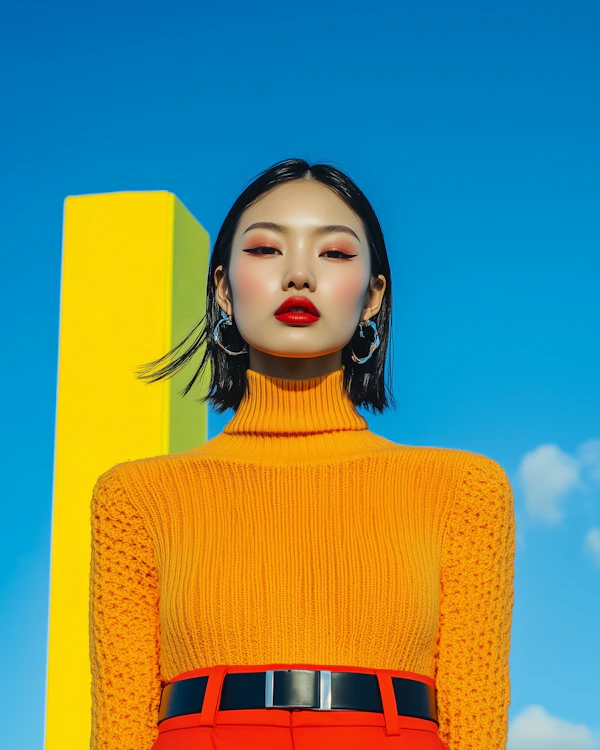 Vibrant Portrait Against Blue Sky
