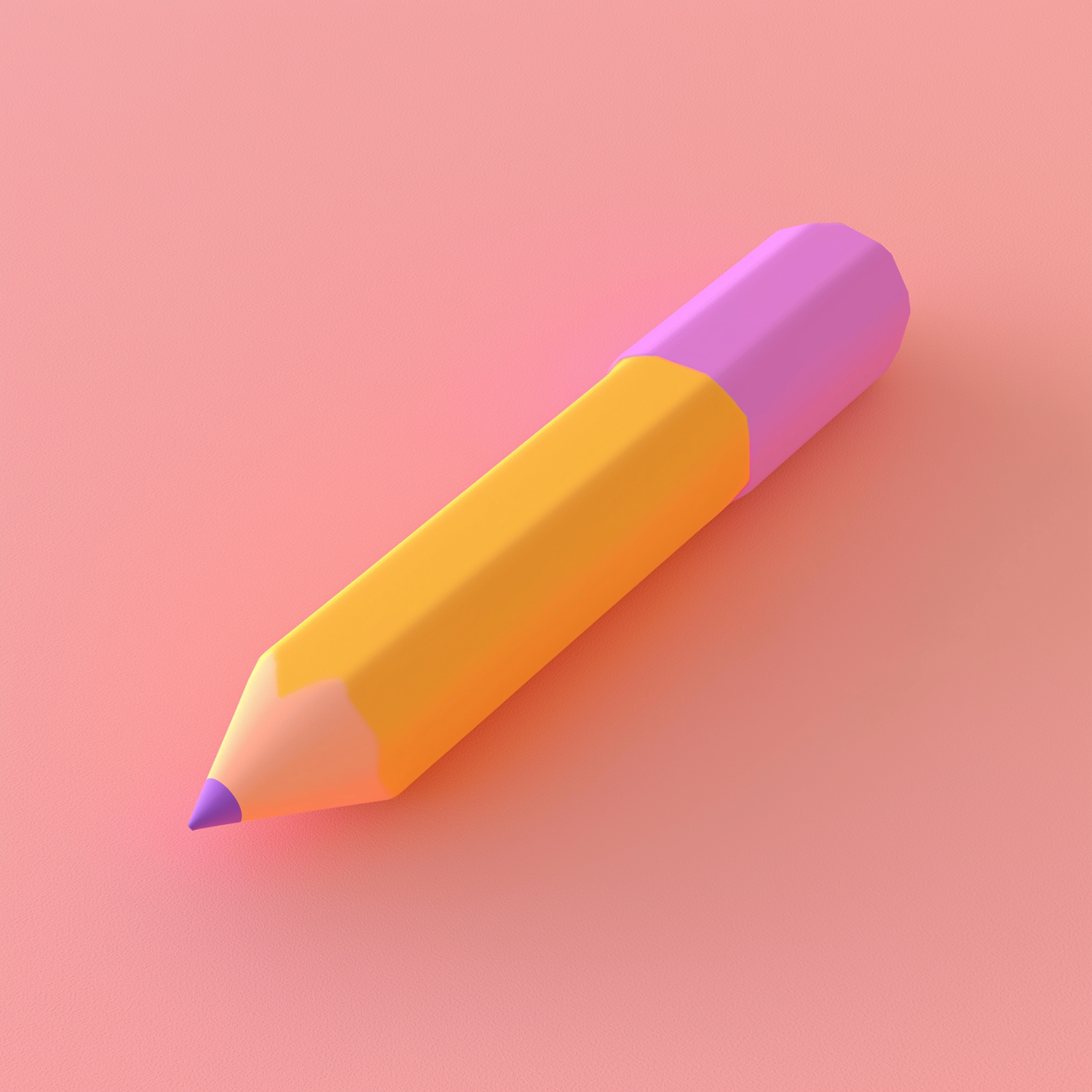 Vibrant Yellow and Purple Pencil on Pink