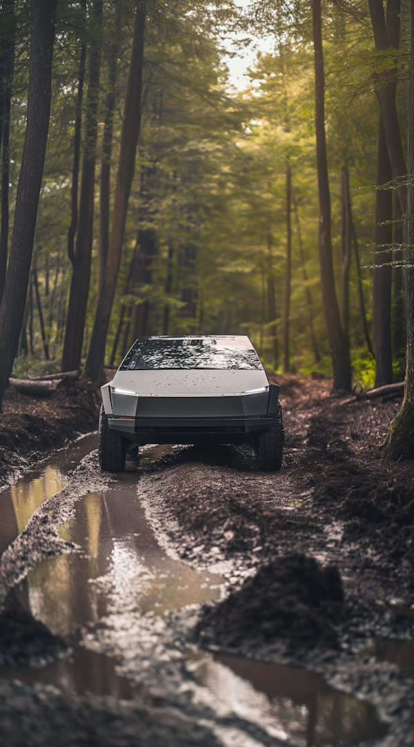 Futuristic Vehicle in Forest