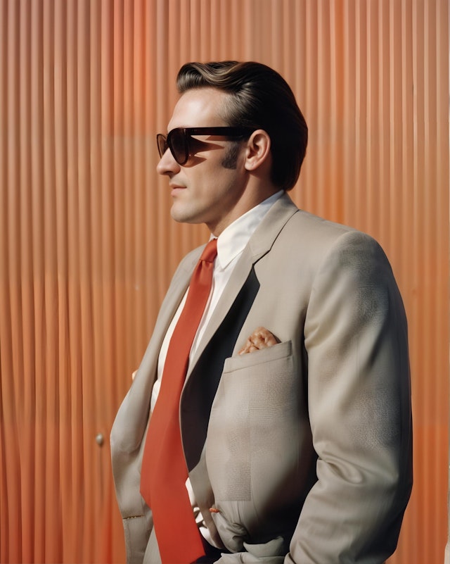 Stylish Man in Modern Retro Setting