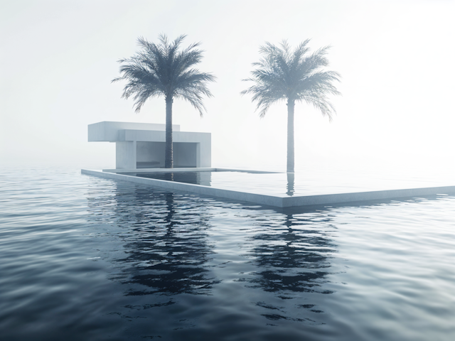 Serene Minimalist Scene with Palm Trees