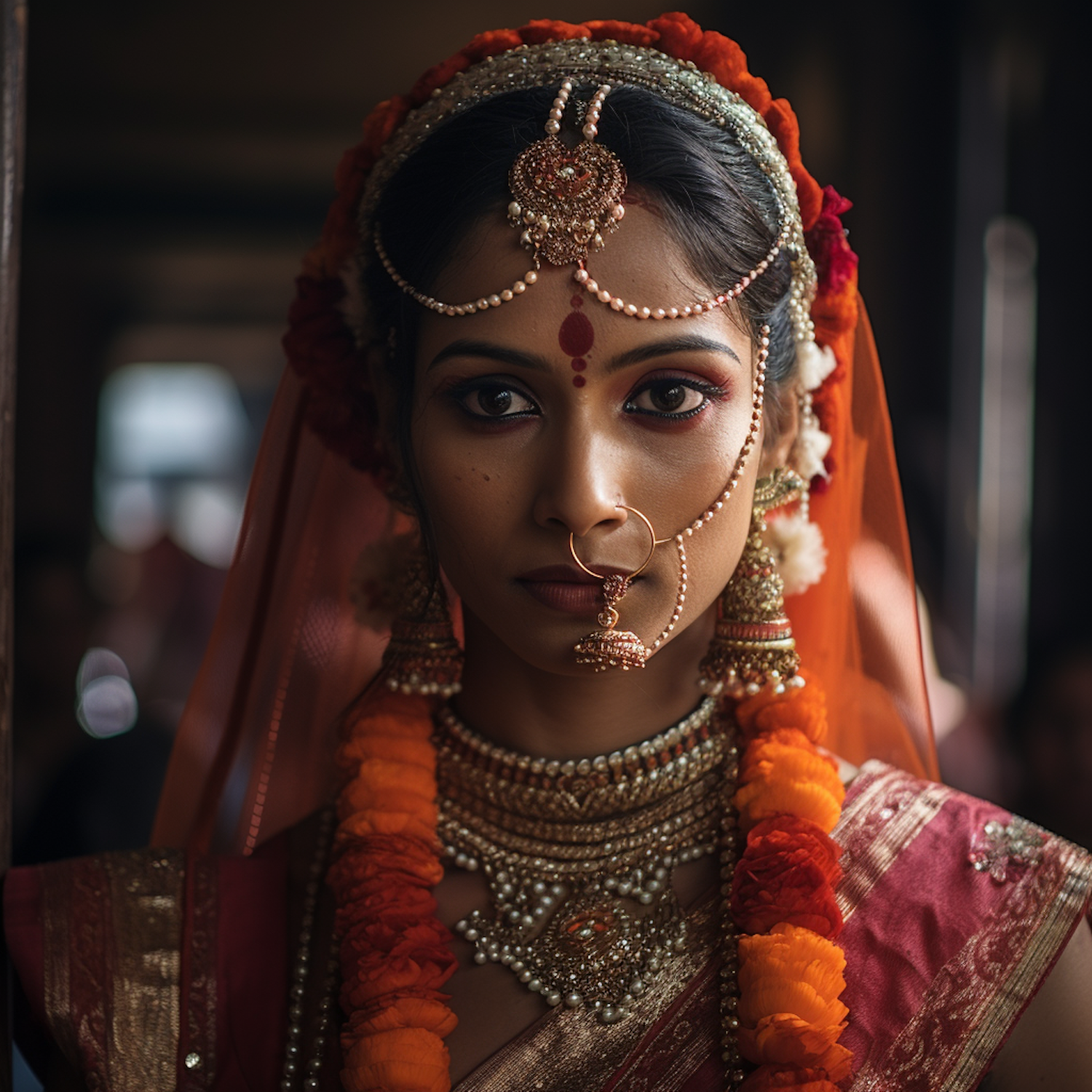 Solemn Allure: Traditional South Asian Bride
