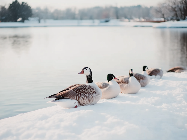 Serene Winter Scene with Geese