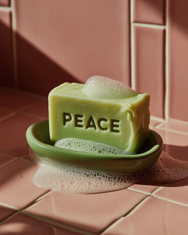 Green Soap on Pink Tiles