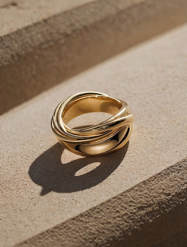 Elegant Gold Ring on Sandy Surface