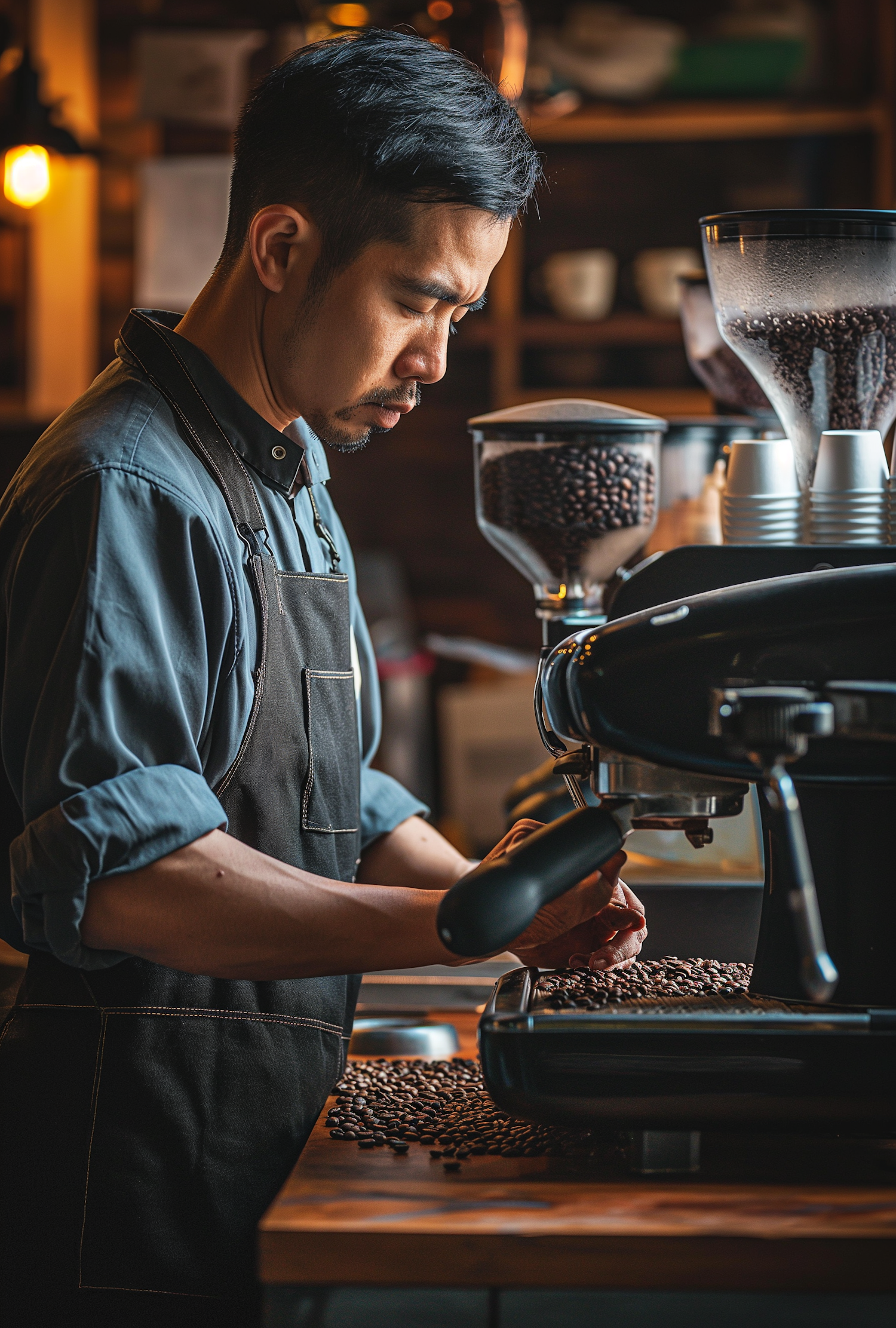 Adept Barista in Cozy Cafe