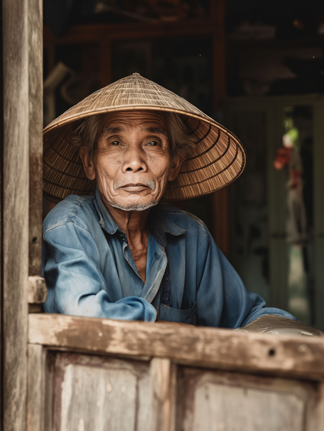 Elderly Asian Gentleman in Contemplation