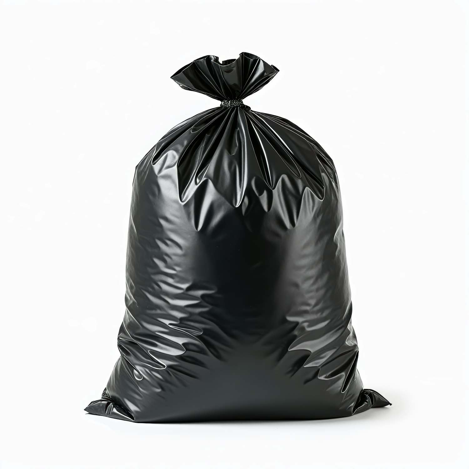 Black Garbage Bag Against Light Background