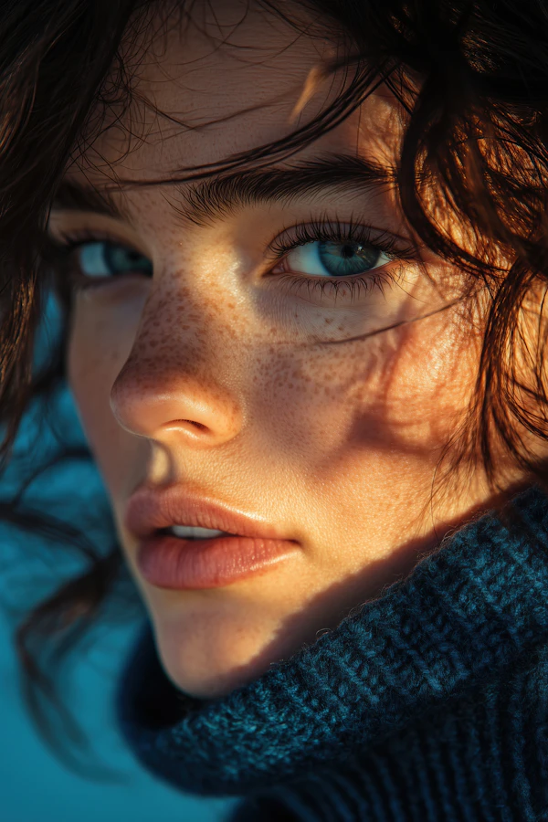 Close-up Portrait with Blue Eyes