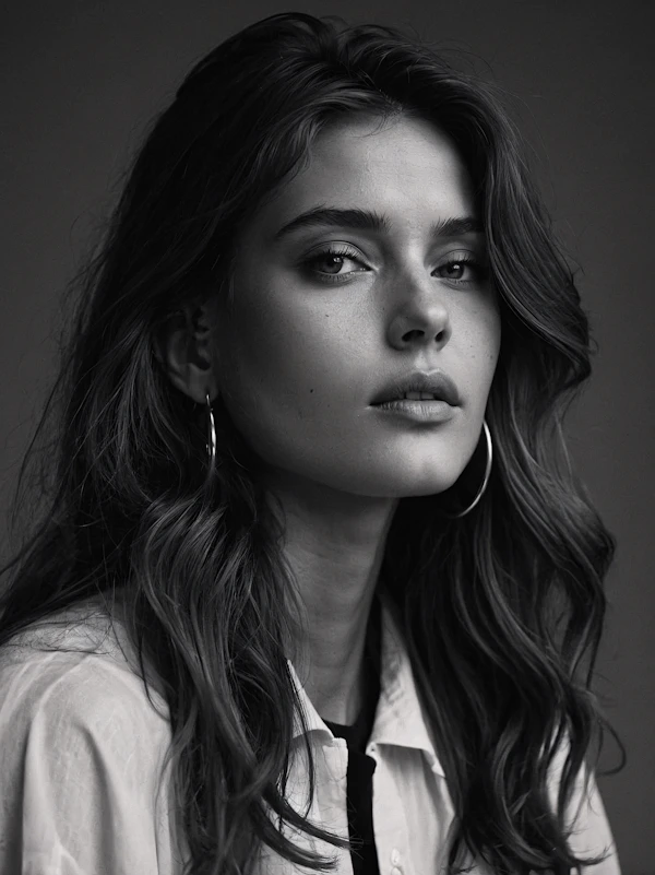 Black and White Portrait of a Young Woman