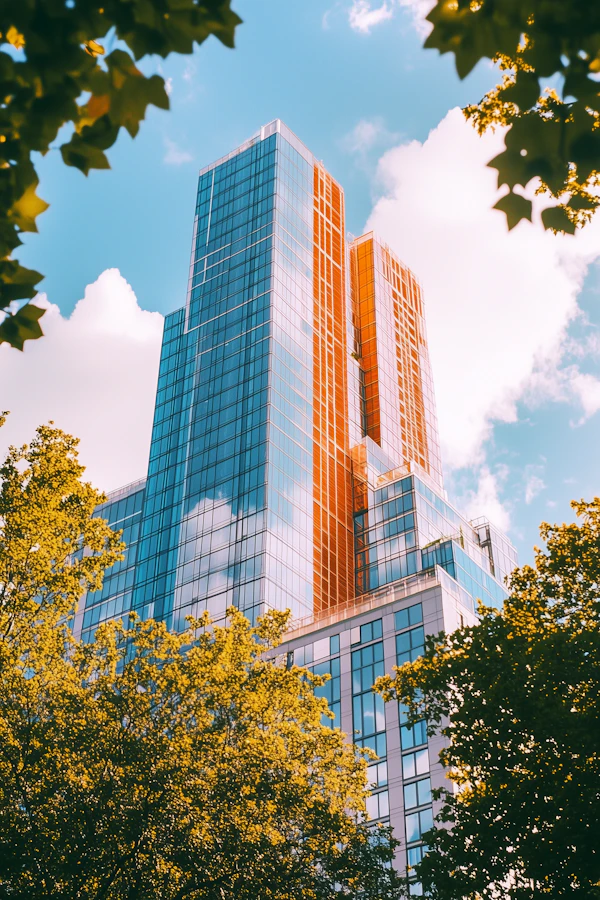 Modern Skyscraper with Reflective Glass Facade