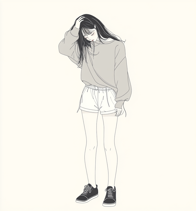 Introspective Young Woman Illustration