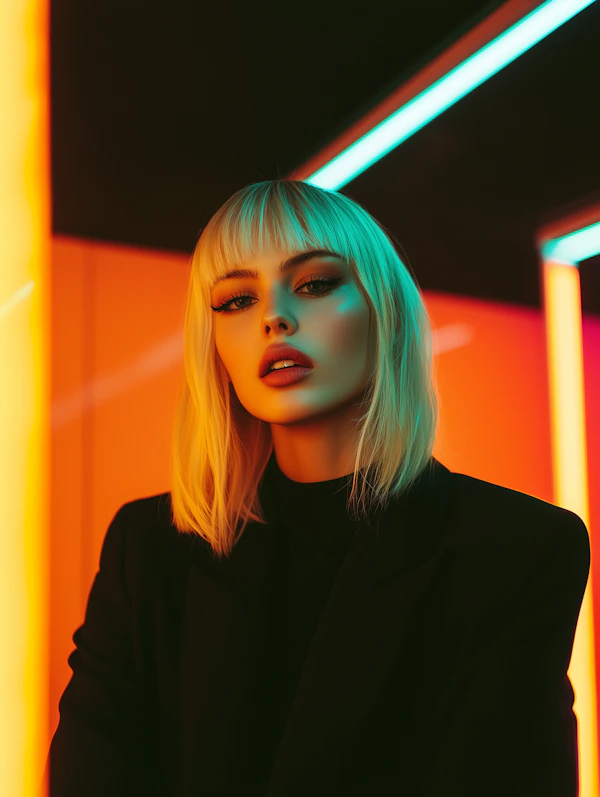 Neon Portrait of Woman