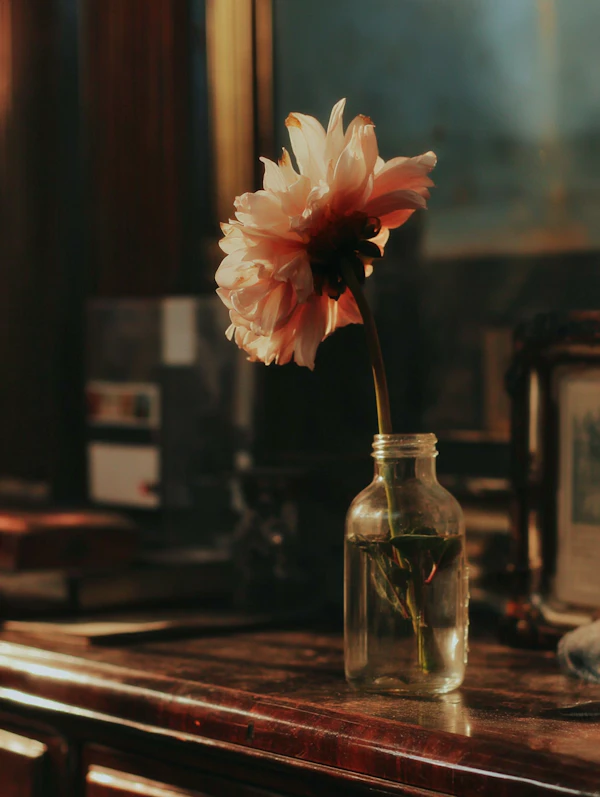 Pink Flower in Bottle