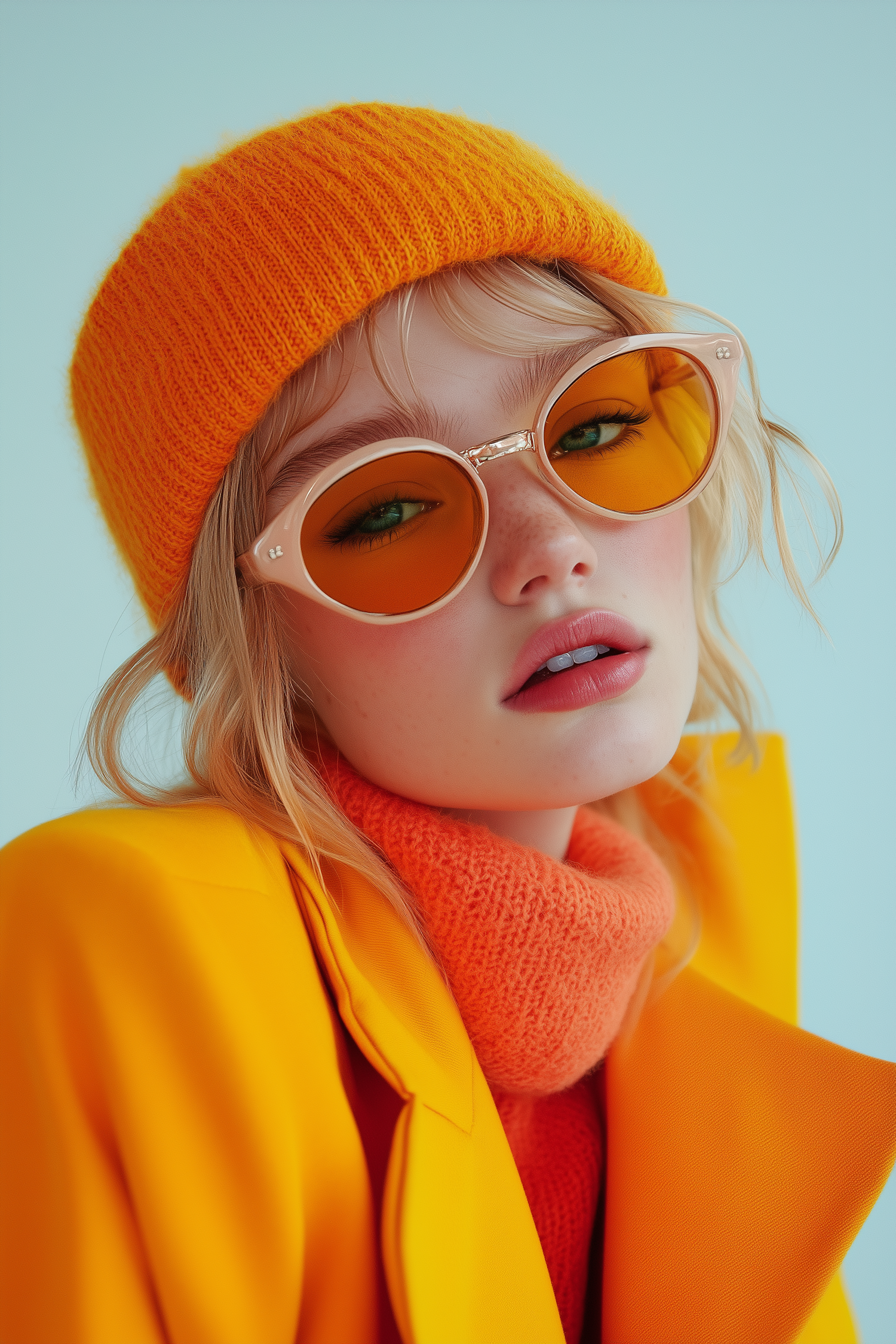 Vibrant Orange Fashion Portrait