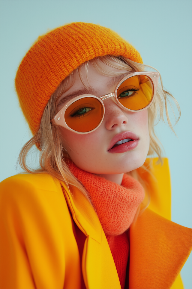 Vibrant Orange Fashion Portrait