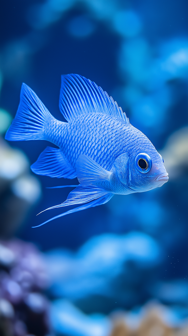 Serene Blue Fish in Underwater Habitat