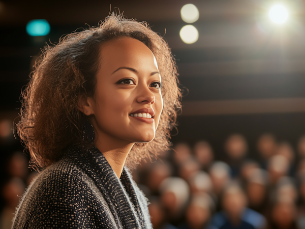 Young Woman Smiling in Theater