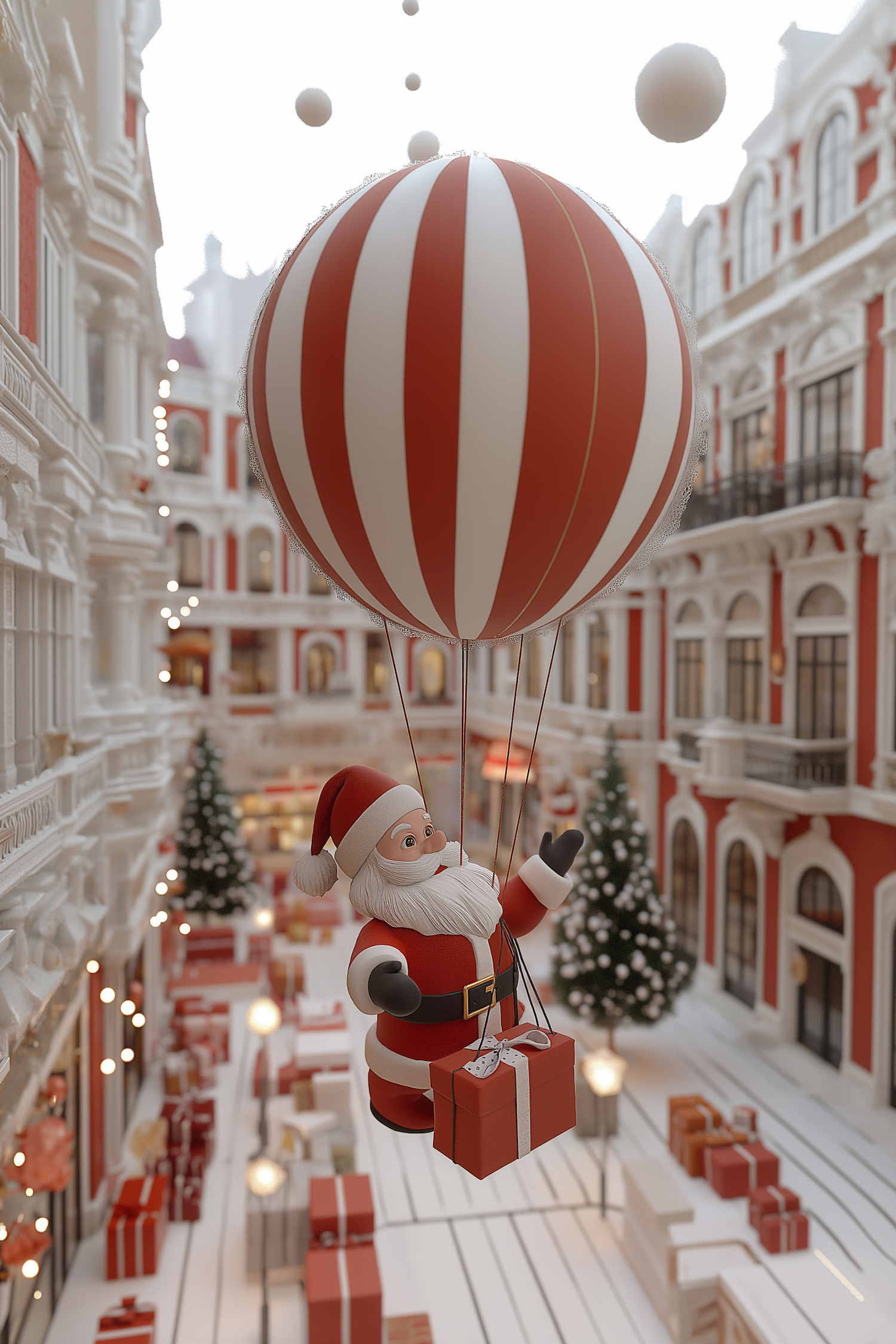 Festive Santa in Hot Air Balloon