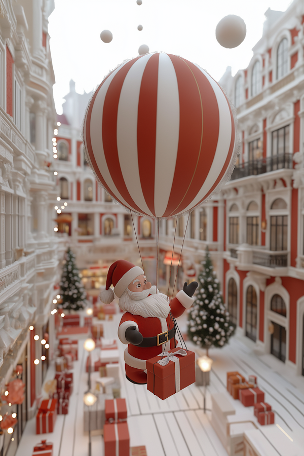 Festive Santa in Hot Air Balloon