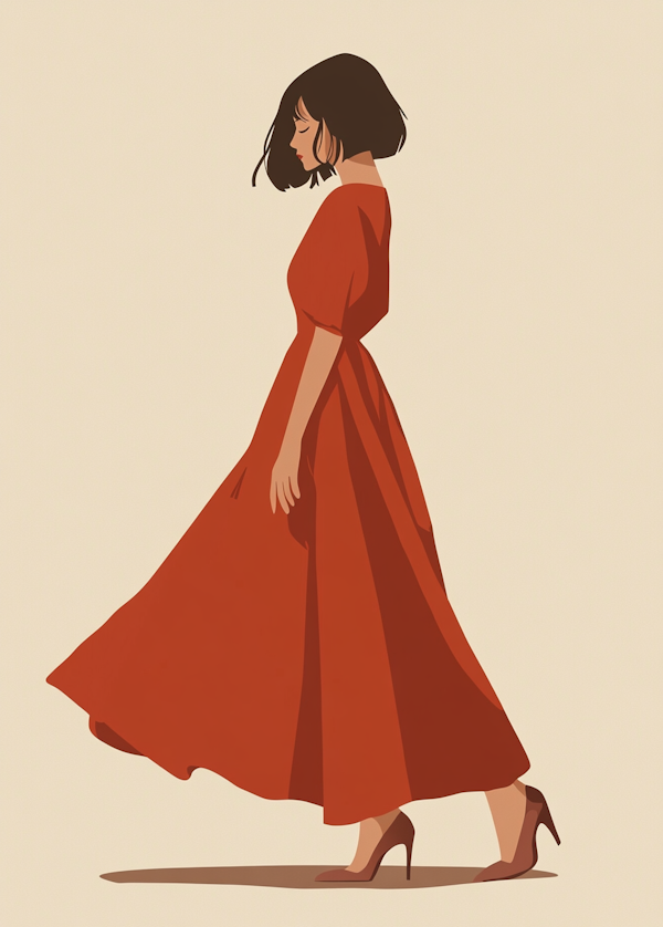 Serene Woman in Red Dress