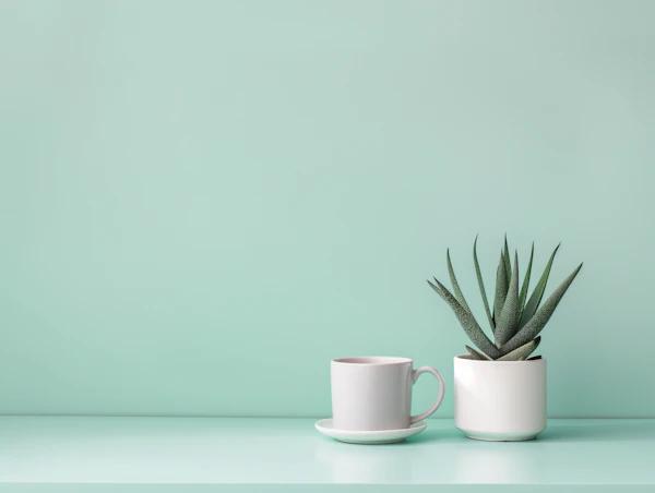 Minimalist Mug and Succulent Composition
