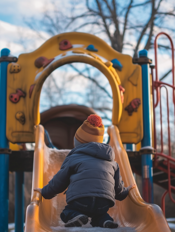 Toddler at Playground Slide