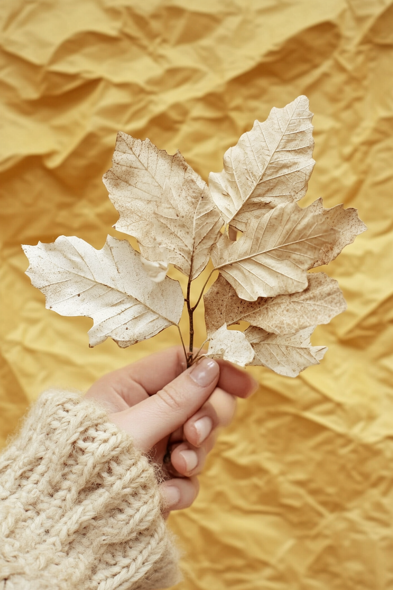 Hand Holding Dried Leaves