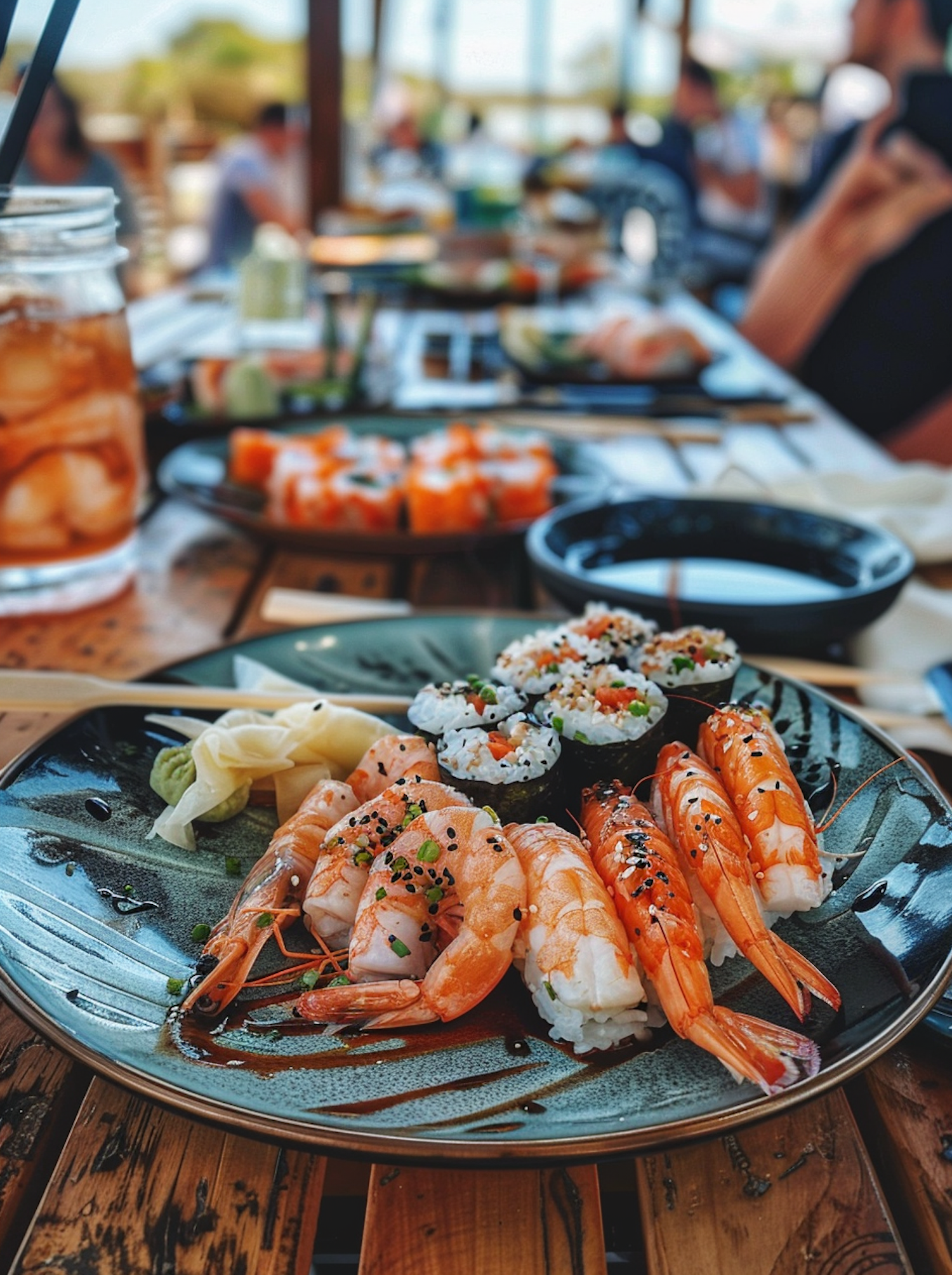 Assorted Sushi Plate in Restaurant