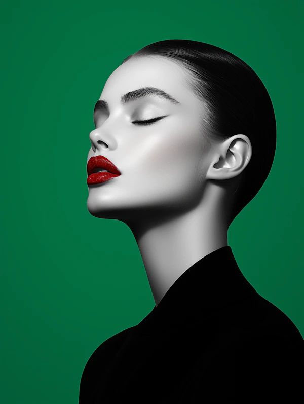 Close-up Profile with Red Lips