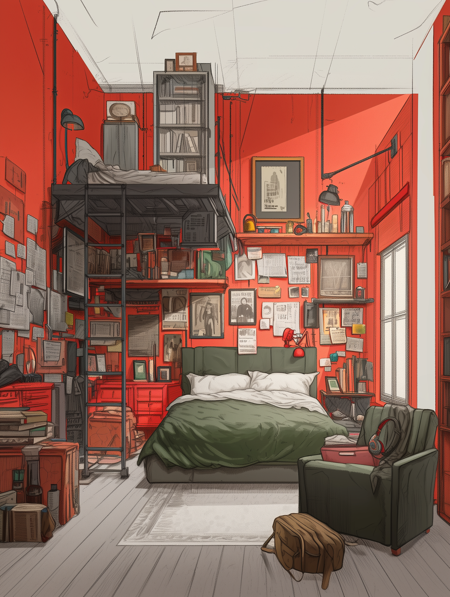 Cozy Red Bedroom