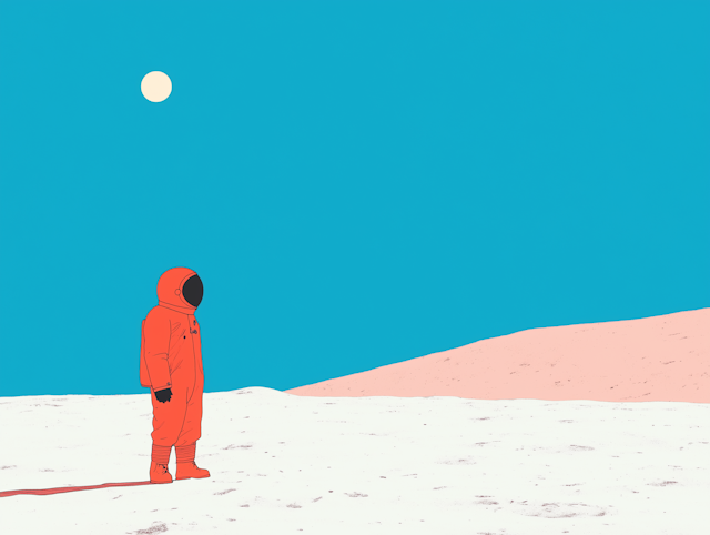 Lone Astronaut in Desert Landscape