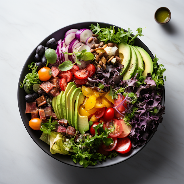 Rainbow Harvest Salad with Avocado and Hearty Protein