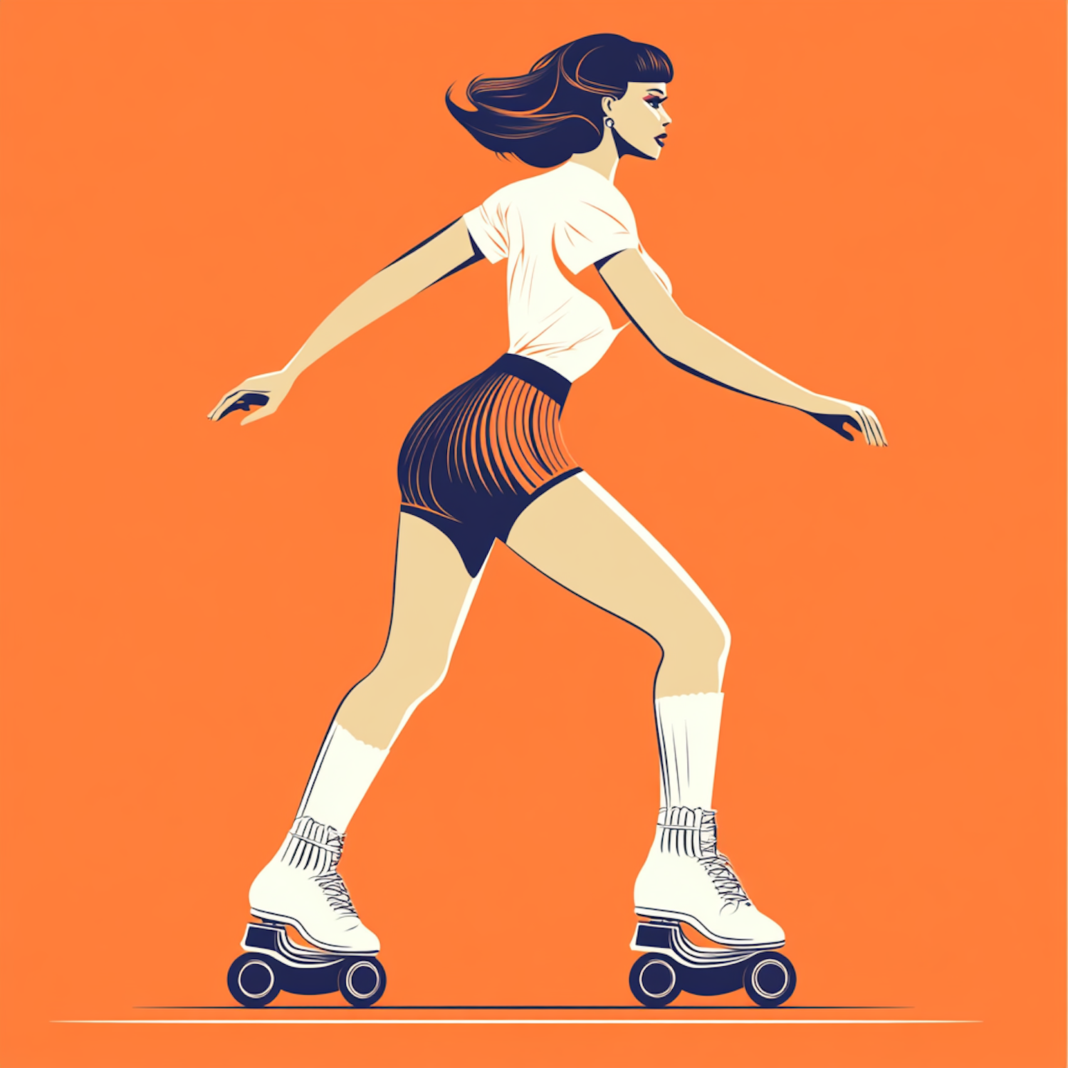 Retro Roller Skating Illustration