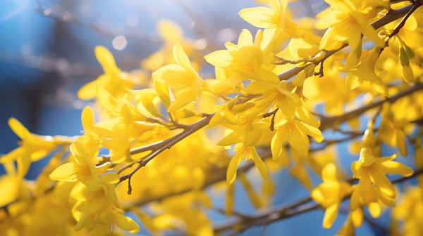 Spring Awakening: Golden Blooms in Sunlight