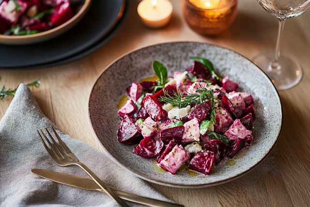 Beet Salad with Cheese and Herbs