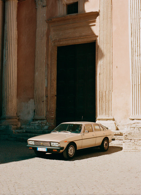 Vintage Car and Columns