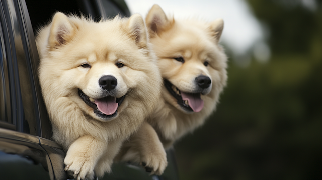 Joyful Dogs in Car