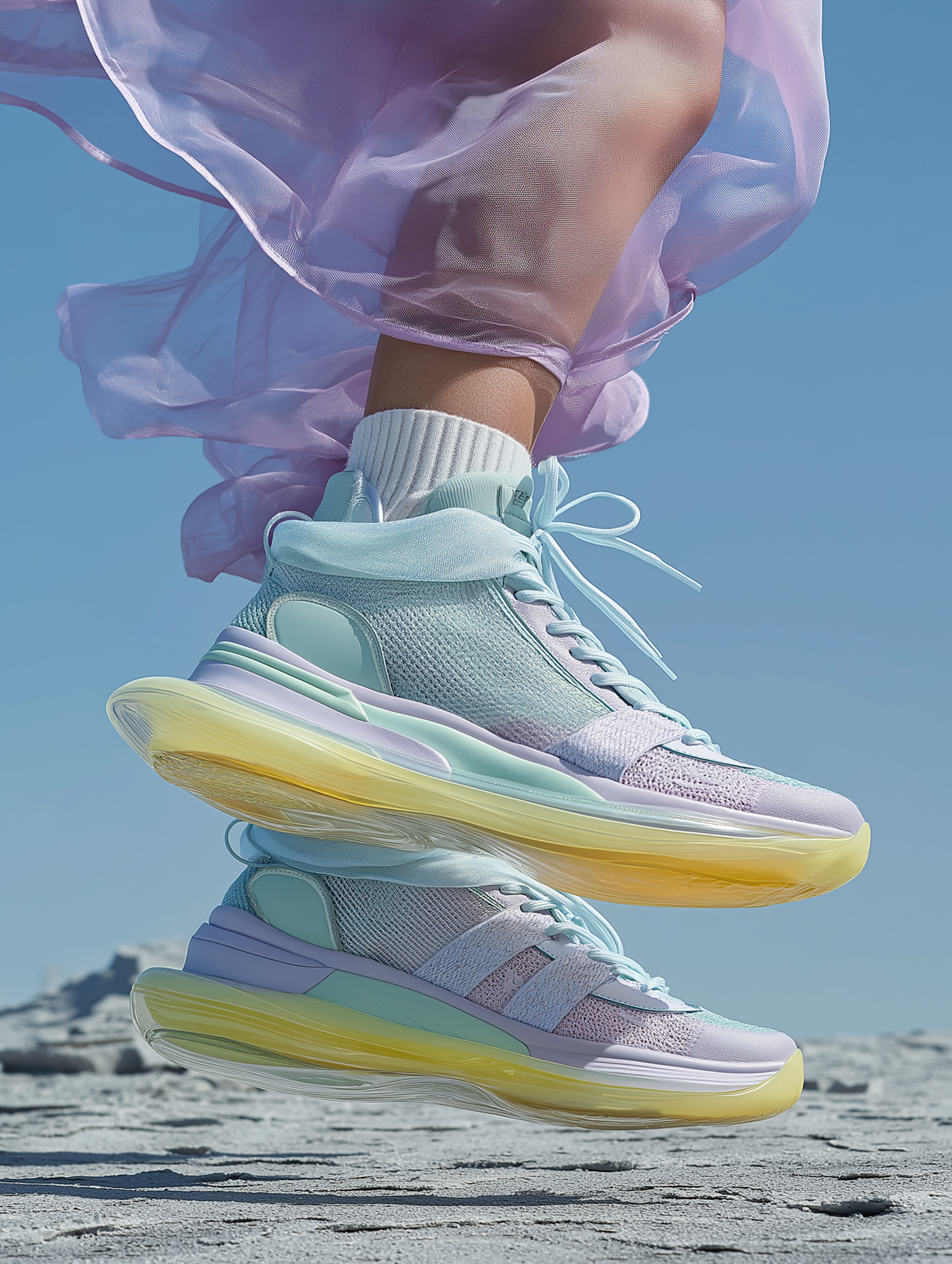 Pastel Sneakers in Motion