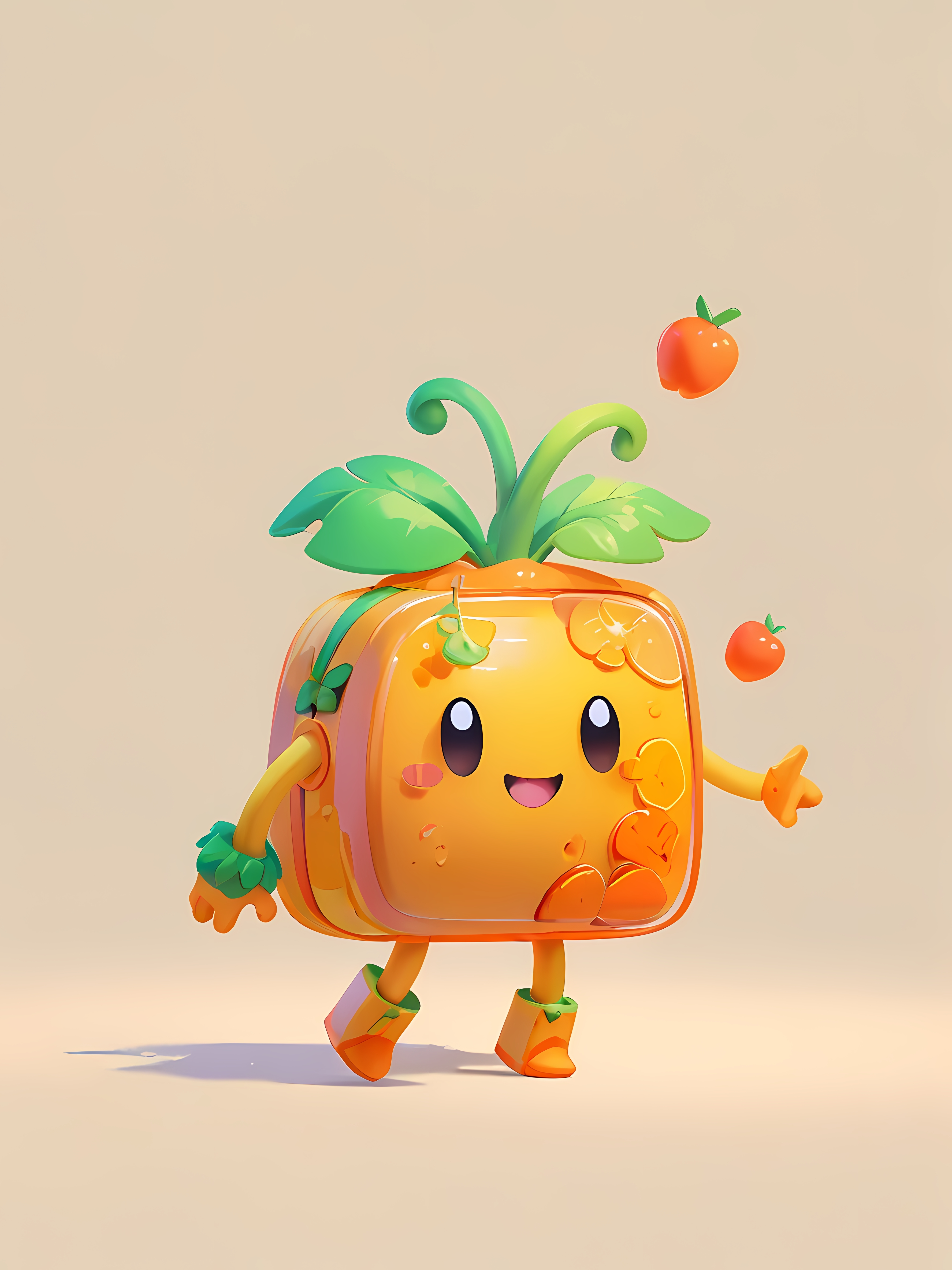 Cheerful Orange Character 3D Image on Lummi