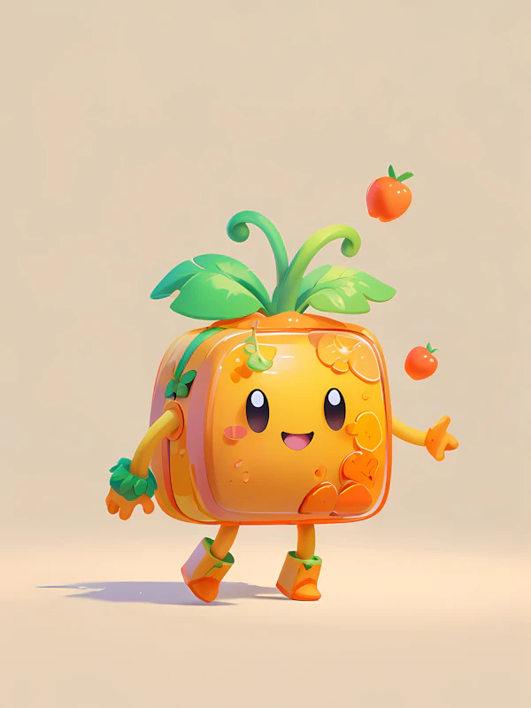 Cheerful Orange Character