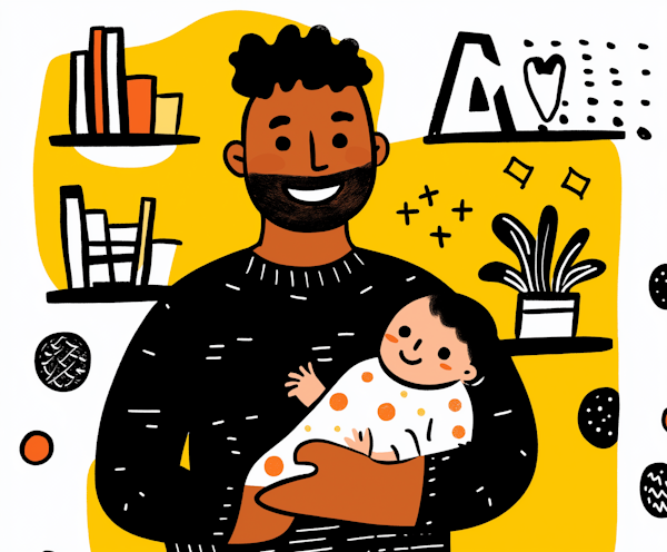 Cheerful Illustration of Father and Baby