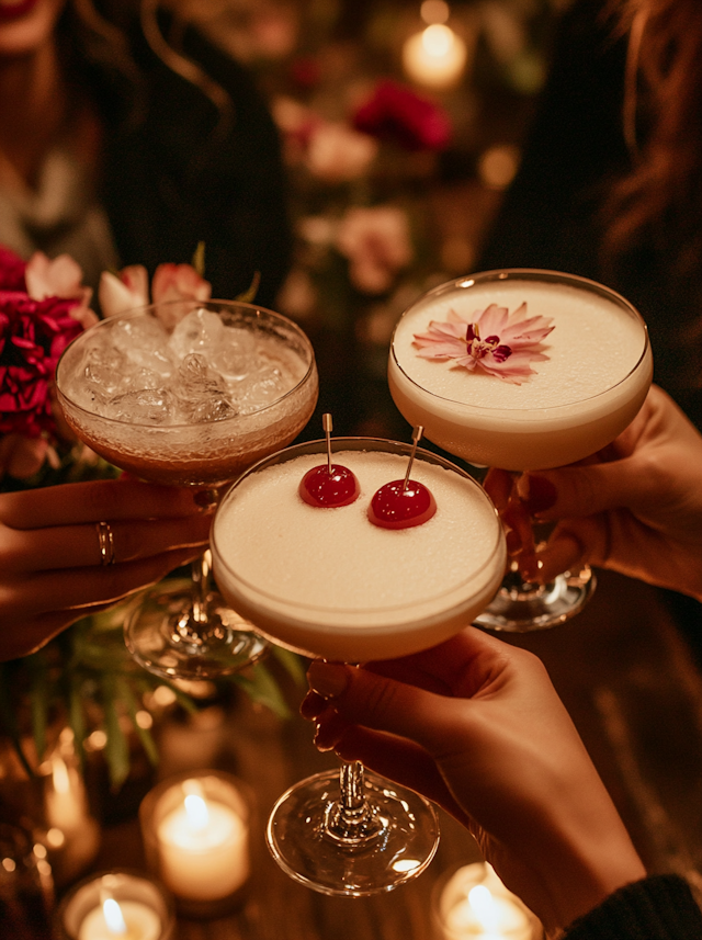 Celebratory Toast with Cocktail Glasses