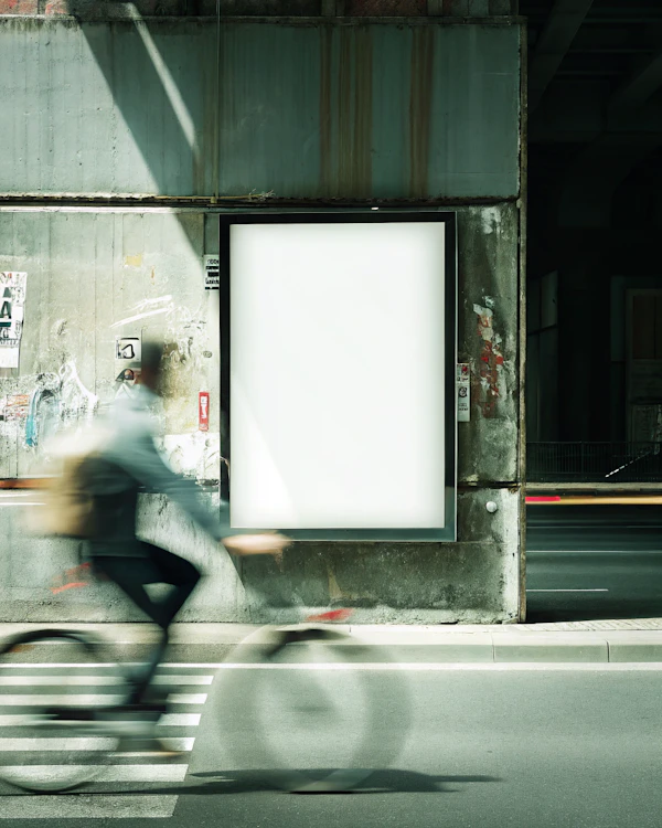 Cyclist and Urban Billboard