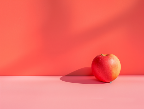 Solitary Apple with Duo-Chromatic Background