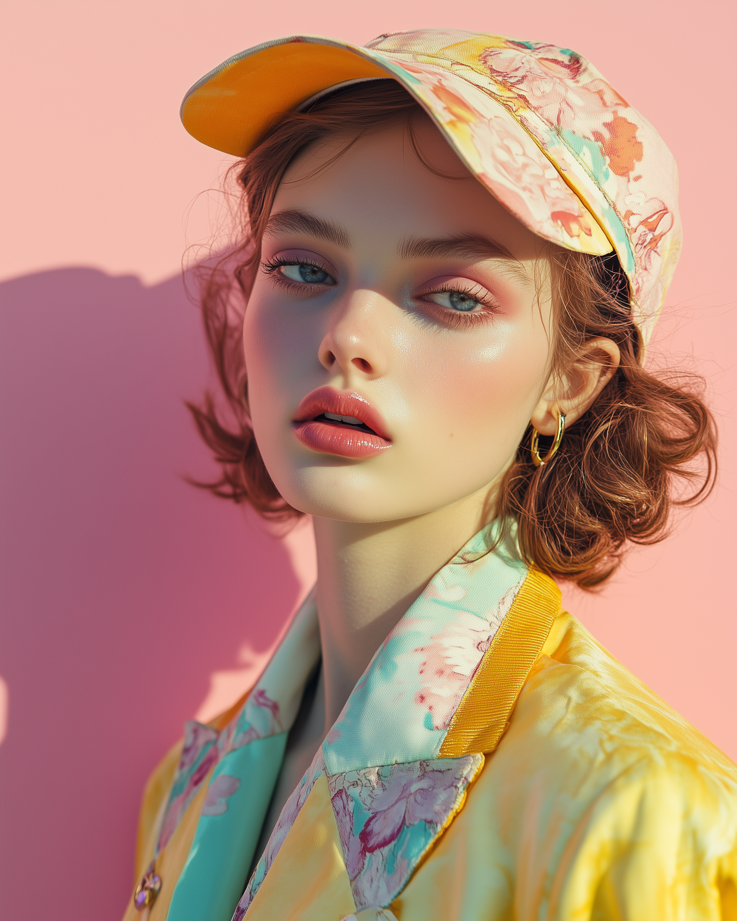 Portrait of a Young Woman in Floral Cap and Yellow Jacket