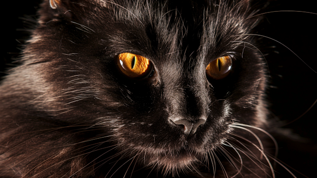 Close-up of Black Cat with Golden Eyes