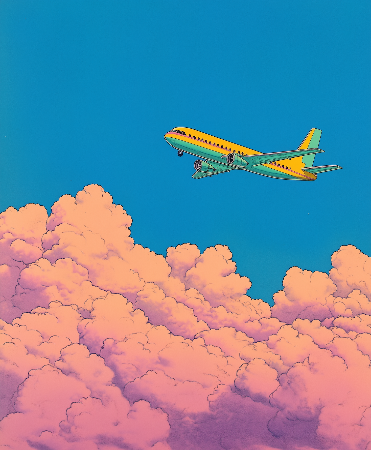 Airplane Above Colorful Clouds