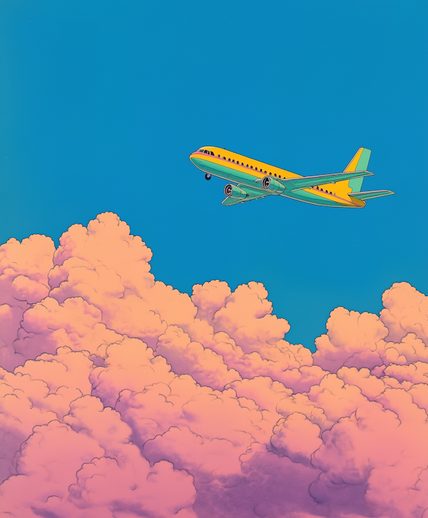 Airplane Above Pink Clouds