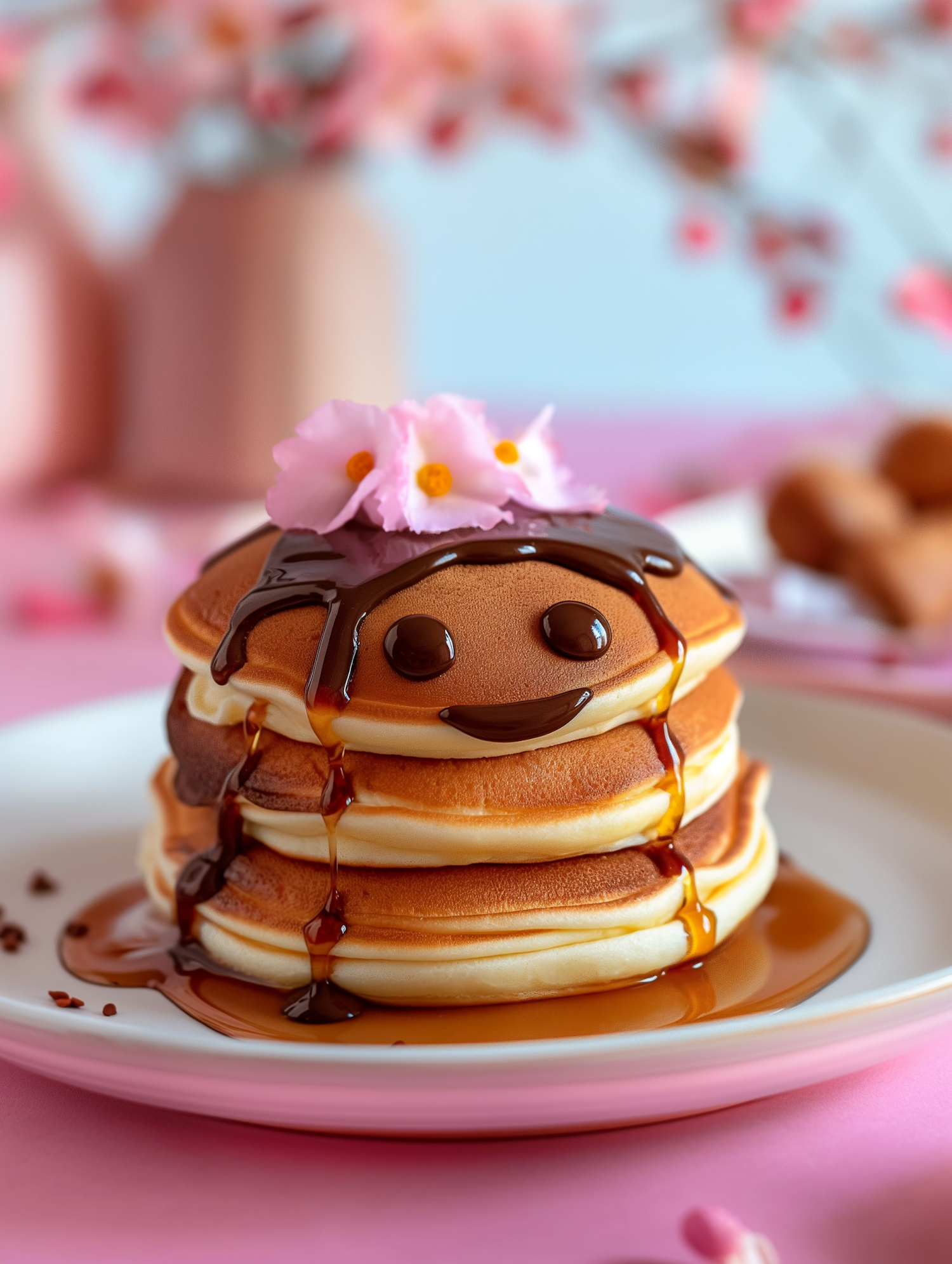 Playful Smiling Pancake Stack